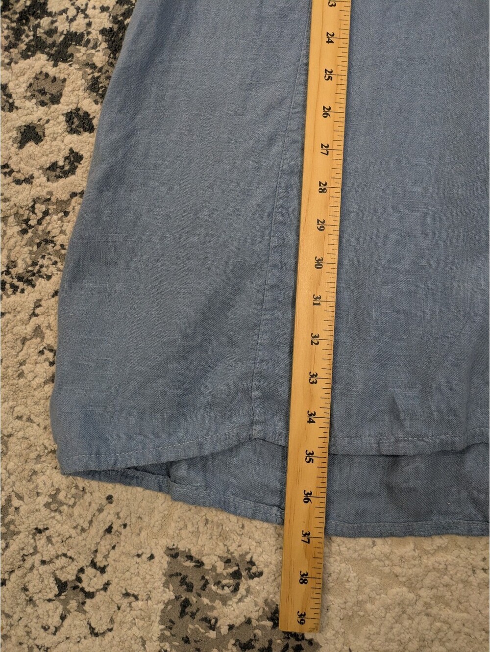 Lina Tomei Made in Italy Blue Linen Pintuck Beaded Cap Sleeve Tunic Dress Small - Picture 6 of 6